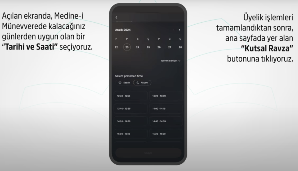 Medinede kalacak yeri ayarlama kismi