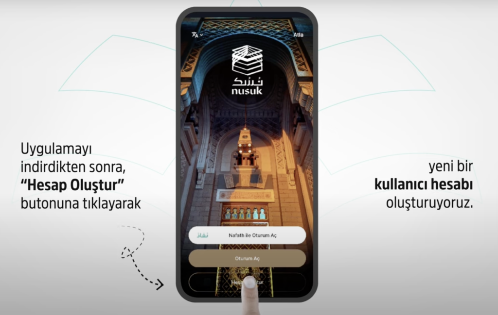 Nusuk Uygulamasi Hesap olustur Asamasi